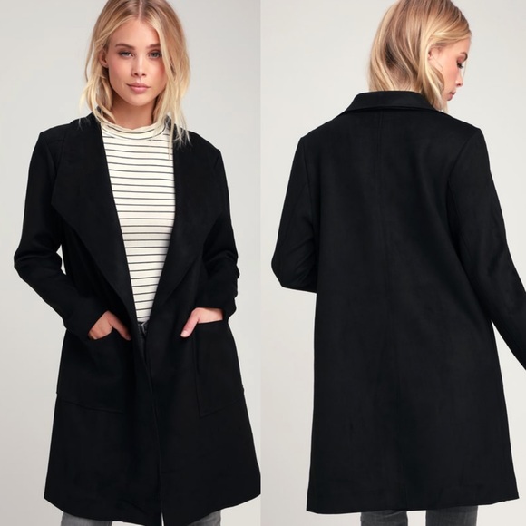 LAST ONE! Black Vegan Suede Coatigan - Picture 2 of 2